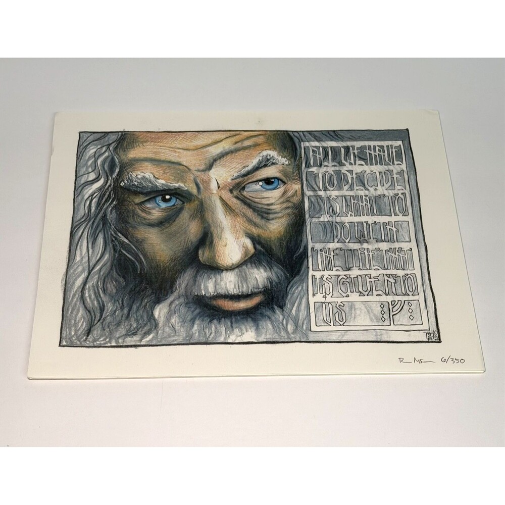 Gandalf Art Colored Pencil Drawing and Quote Wizard 9x12 McFadden Fantasy LOTR